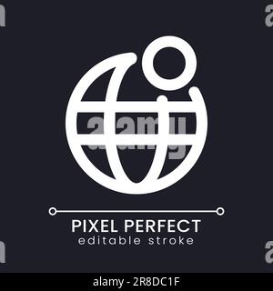 Internet network notification pixel perfect white linear ui icon for dark theme Stock Vector