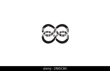 Cycle logo. Three ribbons, intertwined elements,black on white background Stock Vector
