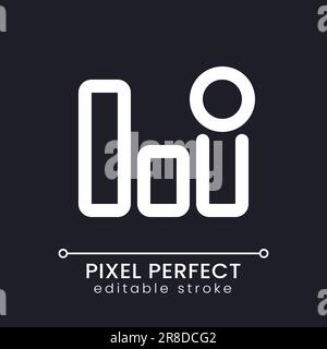 Analytic app notification pixel perfect white linear ui icon for dark theme Stock Vector