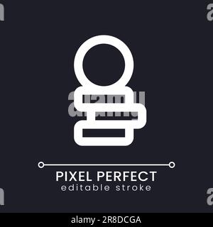 Coins stack pixel perfect white linear ui icon for dark theme Stock Vector