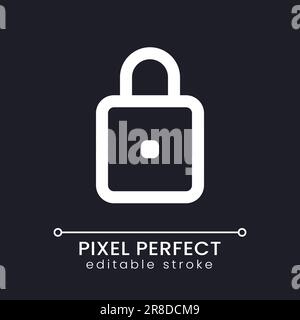 Padlock pixel perfect white linear ui icon for dark theme Stock Vector
