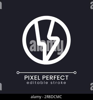 Cryptocurrency coin pixel perfect white linear ui icon for dark theme Stock Vector