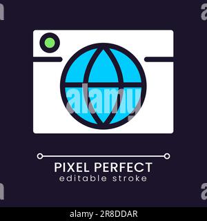 International business pixel perfect RGB color icon for dark theme Stock Vector
