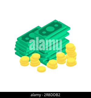 Money isometric style isolated. Vector illustration Stock Vector