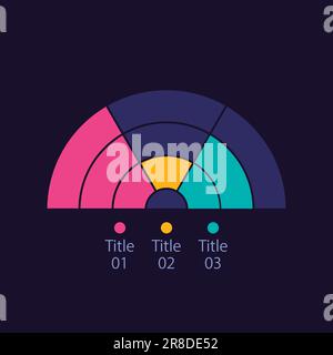 Semicircle infographic diagram design element for dark theme Stock Vector