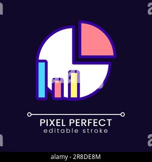 Pie chart pixel perfect RGB color icon for dark theme Stock Vector