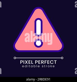 Warning pixel perfect RGB color icon for dark theme Stock Vector