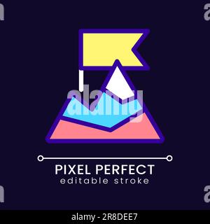 Top of mountain pixel perfect RGB color icon for dark theme Stock Vector