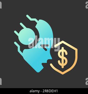 AI protects gradient glyph icon with lineart for dark theme Stock Vector