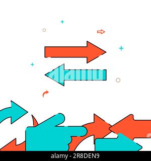 Two side opposite transfer arrows filled line vector icon, simple illustration, related bottom border. Stock Vector