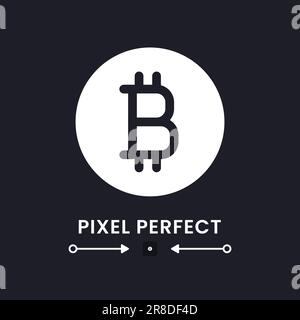 Bitcoin white solid desktop icon Stock Vector