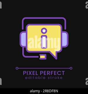 Customer support pixel perfect RGB color icon for dark theme Stock Vector