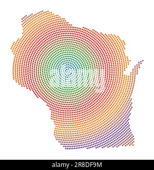 Wisconsin dotted map. Digital style map of the state on white ...