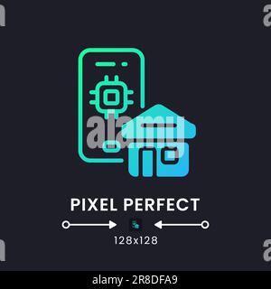 Home Automation app blue solid gradient desktop icon on black Stock Vector