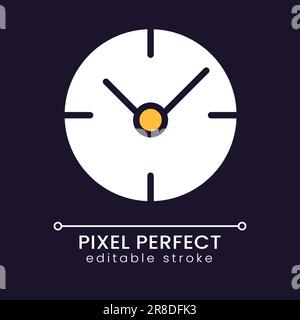 Clock pixel perfect RGB color icon for dark theme Stock Vector