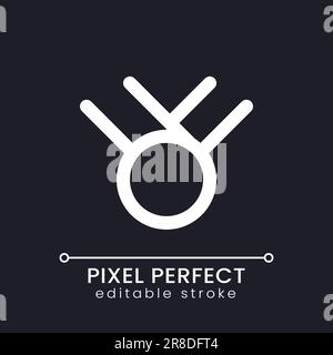 Medal pixel perfect white linear ui icon for dark theme Stock Vector
