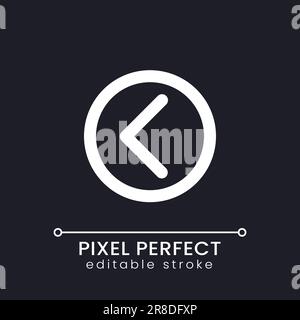 Left direction arrow pixel perfect white linear ui icon for dark theme Stock Vector
