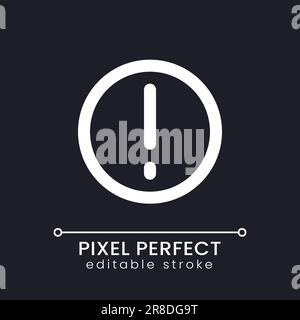 Warning pixel perfect white linear ui icon for dark theme Stock Vector