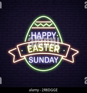 Neon Easter lettering set Stock Vector