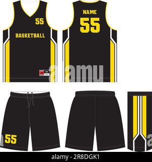 Premium Vector  Black and yellow basketball jersey design for