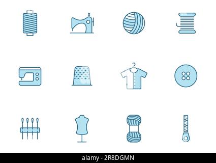 sewing line filled vector icons Stock Vector