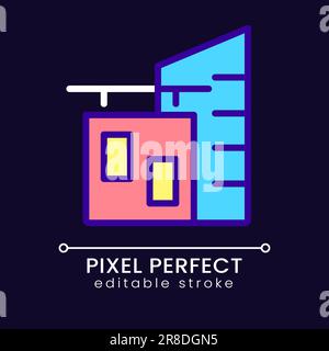 Corporate building pixel perfect RGB color icon for dark theme Stock Vector