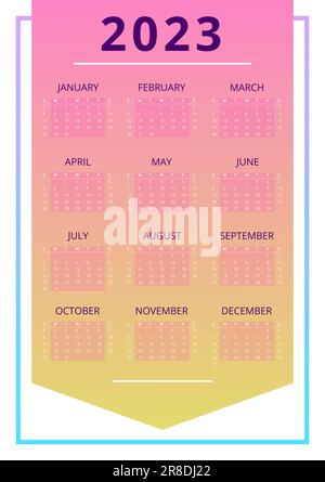 Pink pennant for achievements wall calendar design template for 2023 year Stock Vector