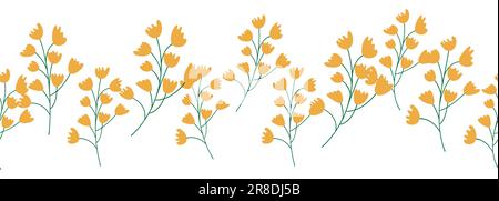 Tulips yellow and orange seamless horizontal border. Stock Vector