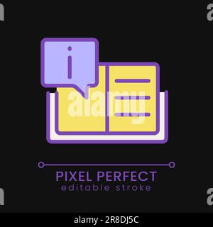 Text information pixel perfect RGB color icon for dark theme Stock Vector