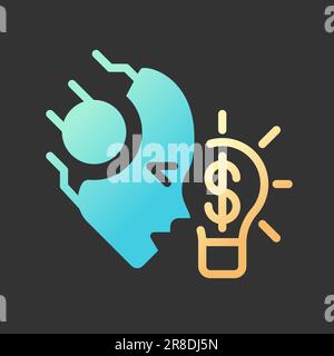 AI makes money gradient glyph icon with lineart for dark theme Stock Vector