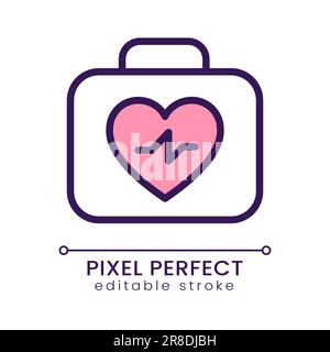 Resuscitation medical kit pixel perfect RGB color icon Stock Vector