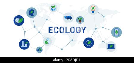 Ecology eco global environment friendly concept of business interconnected icon set illustration Stock Vector