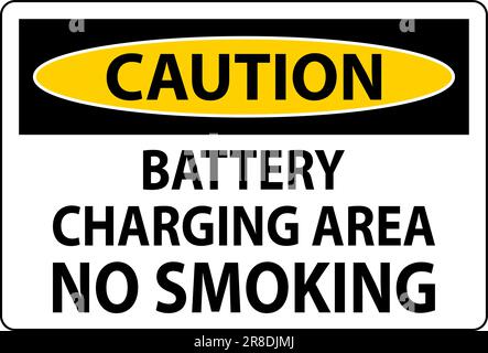 Caution Sign Battery Charging Area, No Smoking Stock Vector