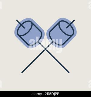 Marshmallow on wooden stick vector isolated icon. Camping and Hiking sign. Graph symbol for travel and tourism web site and apps design, logo, app, UI Stock Vector