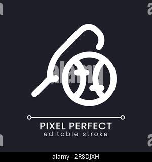 Baseball equipment pixel perfect white linear ui icon for dark theme Stock Vector