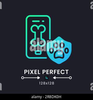 Pet Care app blue solid gradient desktop icon on black Stock Vector