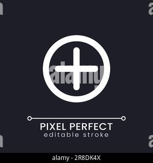 Add button pixel perfect white linear ui icon for dark theme Stock Vector