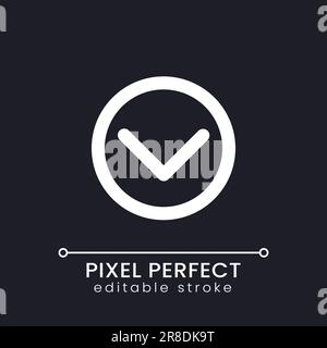 Downward direction button pixel perfect white linear ui icon for dark theme Stock Vector