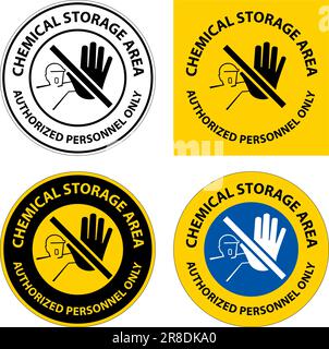 Chemical Storage Area Authorized Personnel Only Symbol Sign Stock Vector