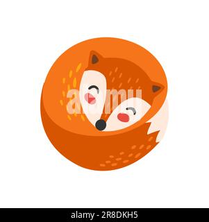 O letter in shape of fox animal, Thanksgiving day alphabet icon. Vector font alphabet typeset type, typography ABC of sleeping fox Stock Vector