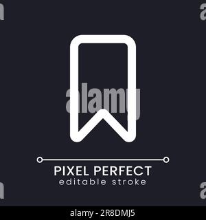 Bookmark pixel perfect white linear ui icon for dark theme Stock Vector