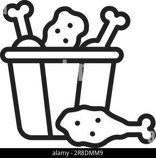 Chicken Piece Bucket Icon Image. Stock Vector