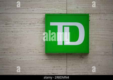 Washington, USA. 20th June, 2023. A general view of a TD Bank logo at a branch in Washington, DC, on Tuesday, June 20, 2023. (Graeme Sloan/Sipa USA) Credit: Sipa USA/Alamy Live News Stock Photo