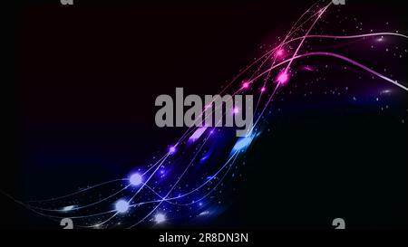 Abstract multicolored blue violet red and green beautiful digital modern magical shiny electric energy laser neon texture with lines and waves stripes Stock Vector