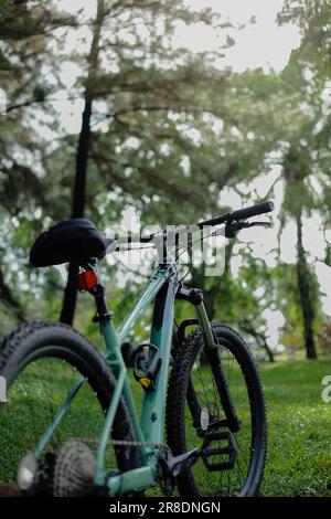 A number of bicycles are parked neatly at the Sentul roundabout during a leisurely cycling event on a sunny morning Stock Photo
