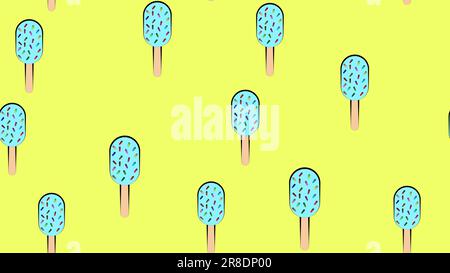 Seamless pattern with tasty sweet ice creams on light background. Backdrop with delicious frozen creamy refreshing summer desserts. Flat cartoon vecto Stock Vector
