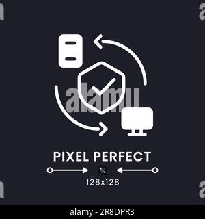 Remote access security white solid desktop icon Stock Vector