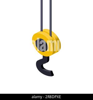 Crane hook design in isometric style for print and decoration. Vector illustration. Stock Vector