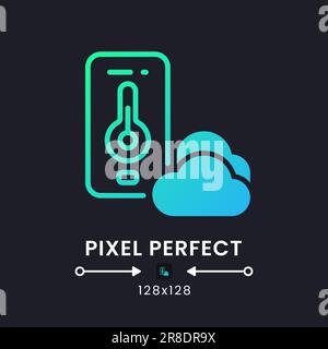 Weather app blue solid gradient desktop icon on black Stock Vector