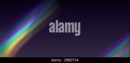 Rainbow refraction overlay, prism light effect, leak flare. Stock Vector